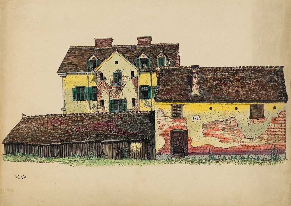 Ohne Titel (Häuser mit Holzscheune) (around 1924)