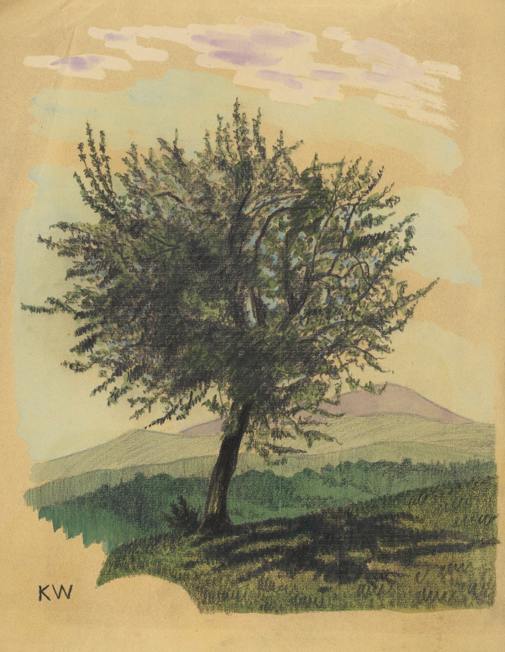 Ohne Titel (Laubbaum in Landschaft) (around 1924)