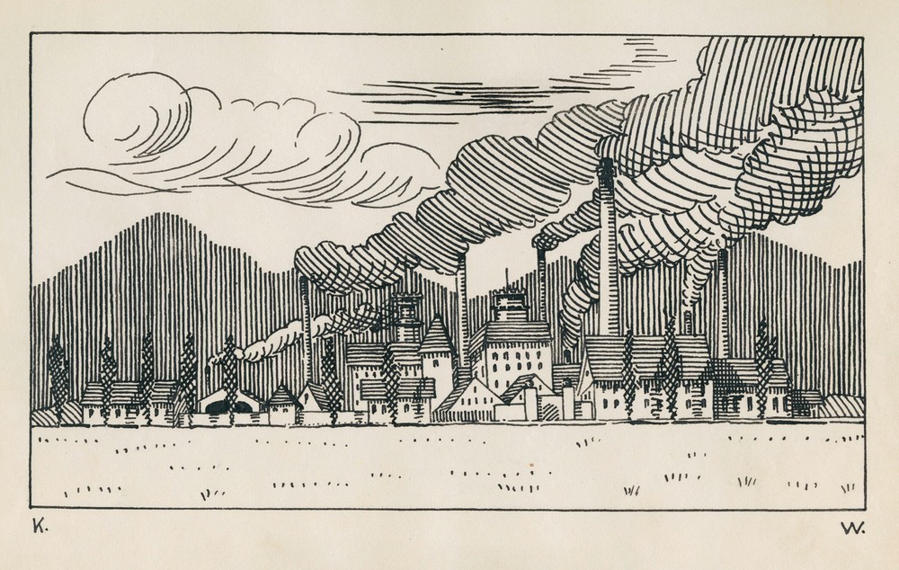 Ohne Titel (Fabrik mit rauchenden Schloten) (around 1920)
