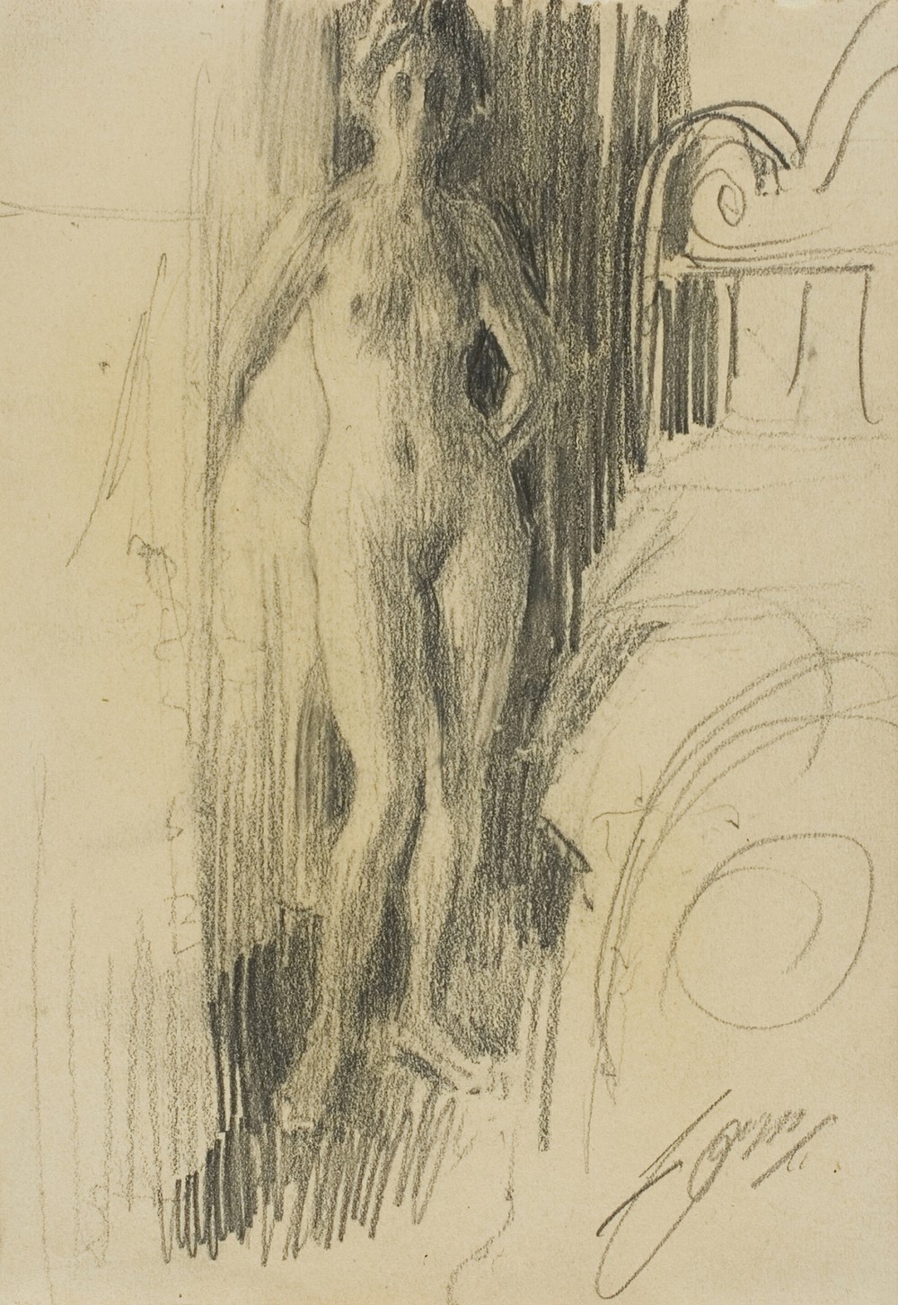 Nude Figure Standing Near a Bed (1900-03)