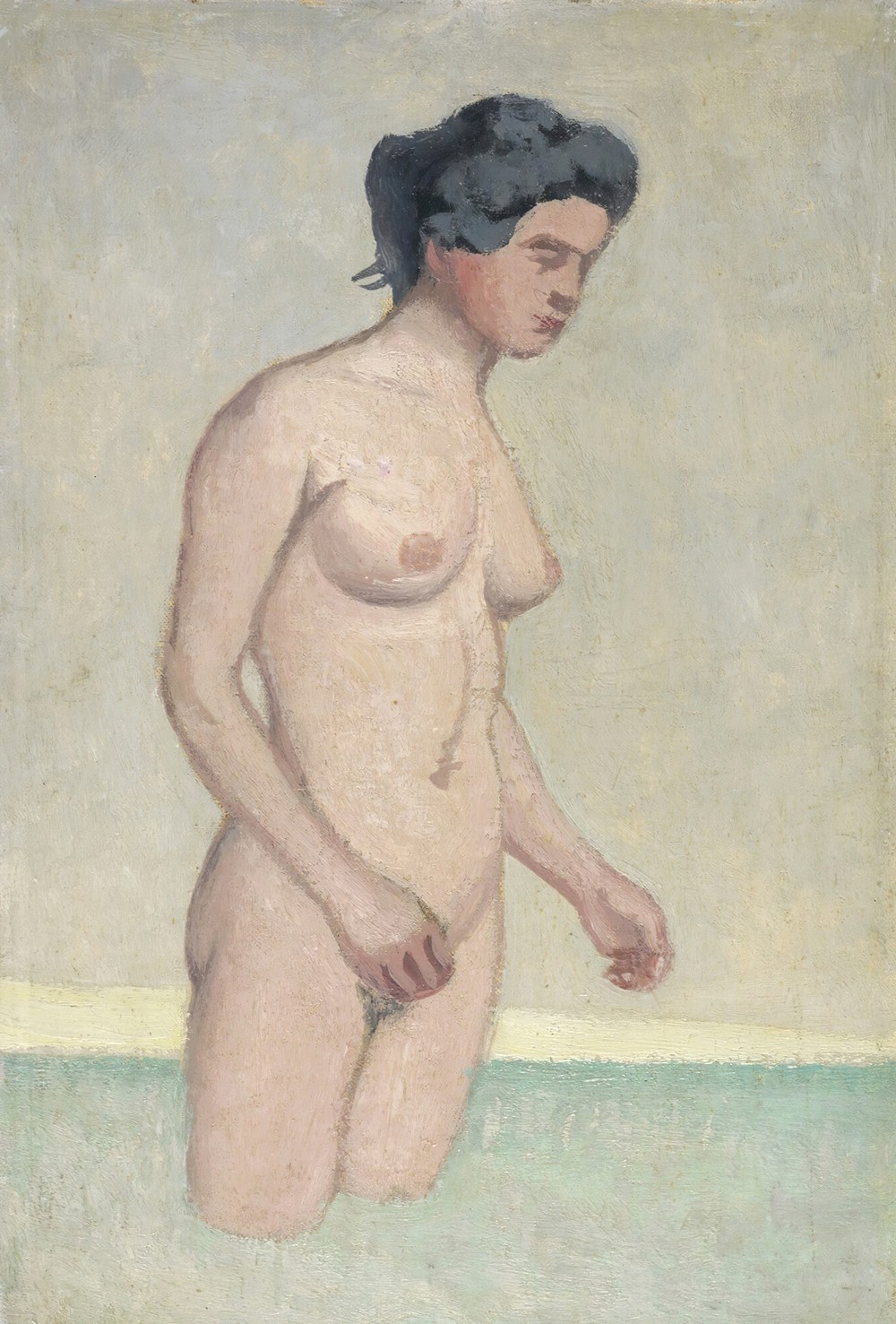 Standing Female Swimmer In Profile
