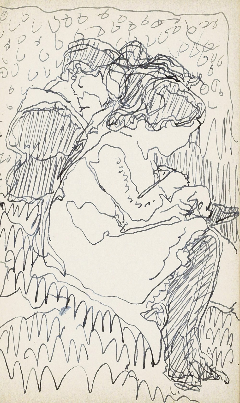 Twee zittende meisjes in een landschap (1919-08)
