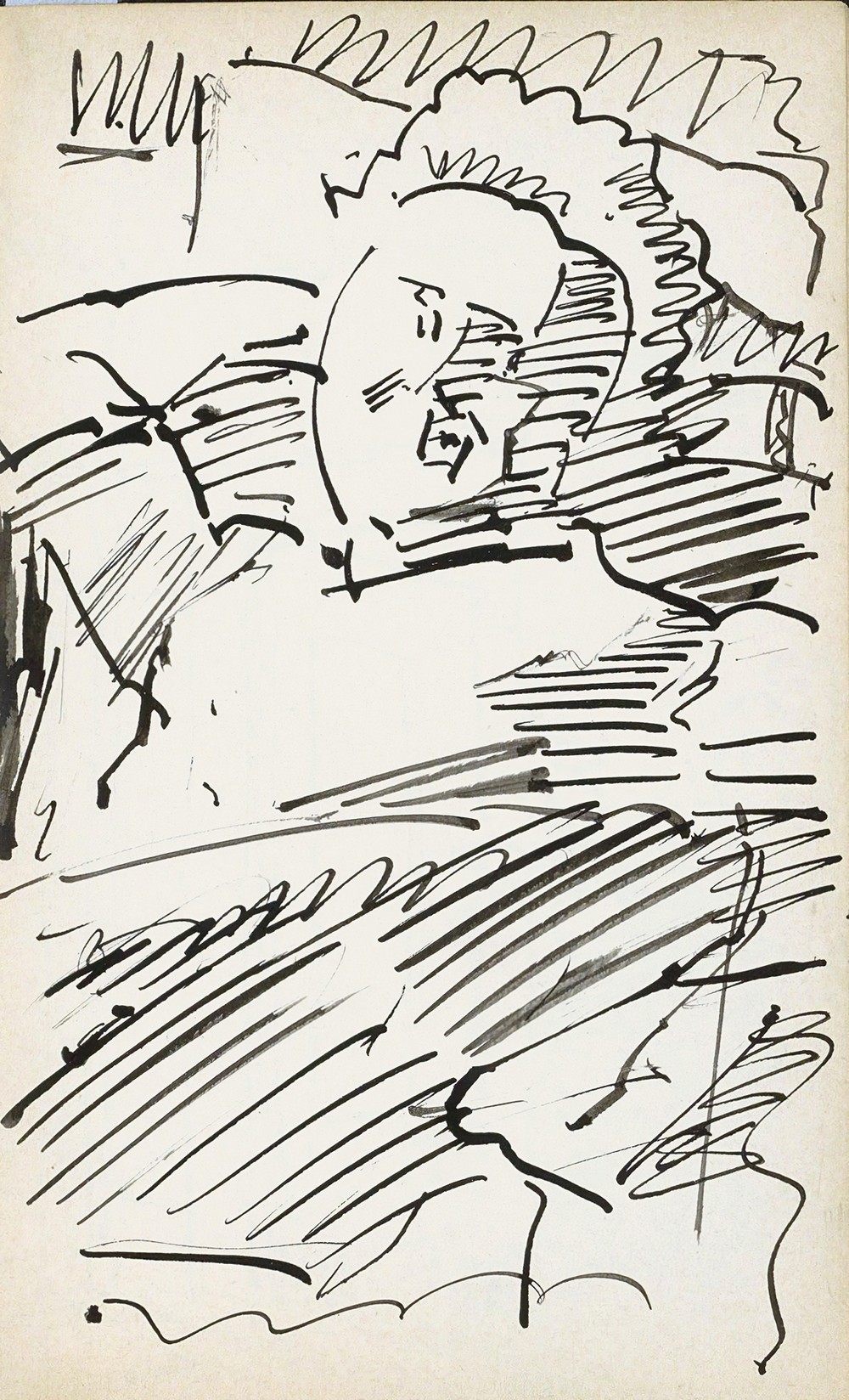 Man zittend met zijn hand achter het hoofd (1919-08)