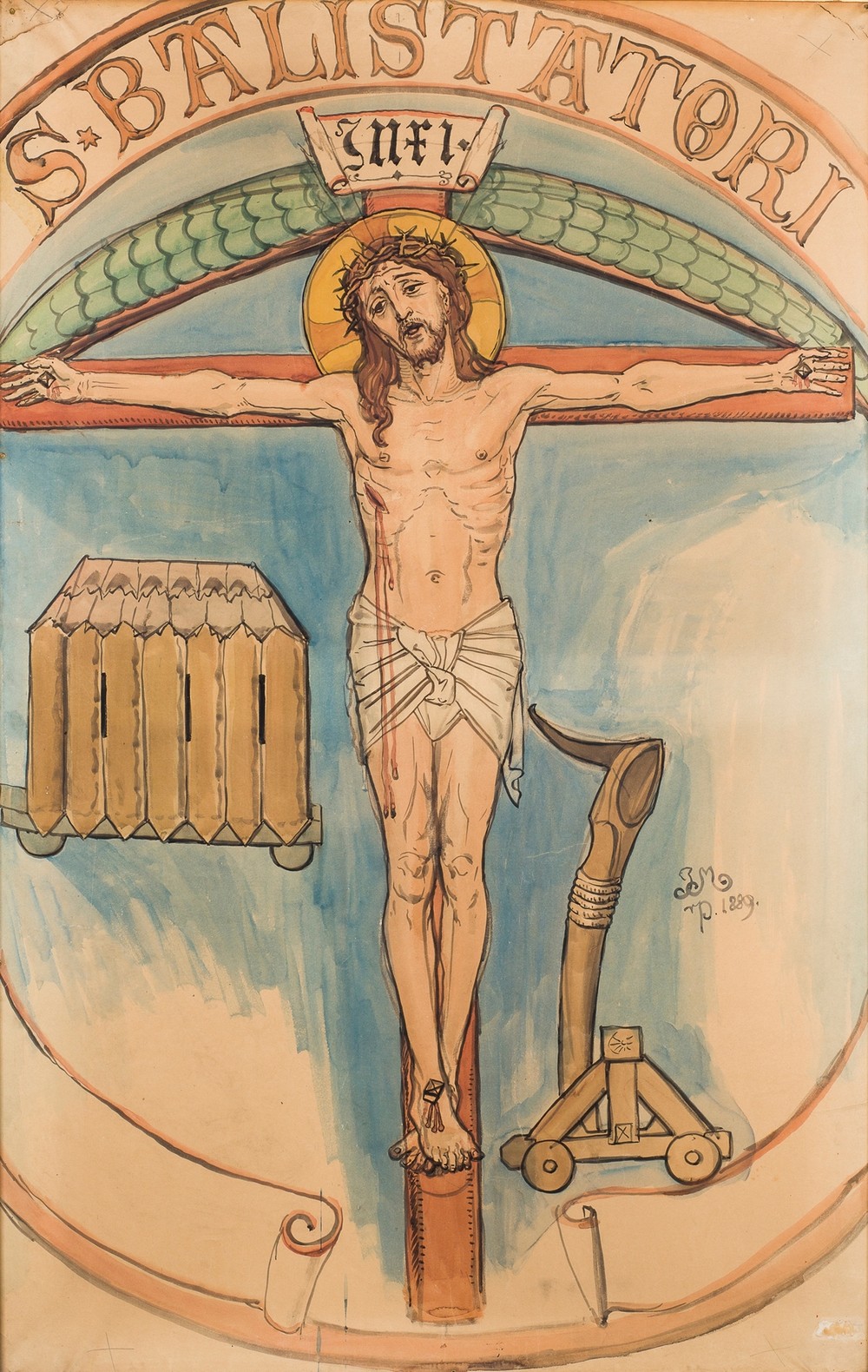 Karton do polichromii Kościoła Mariackiego – Godło łuczników