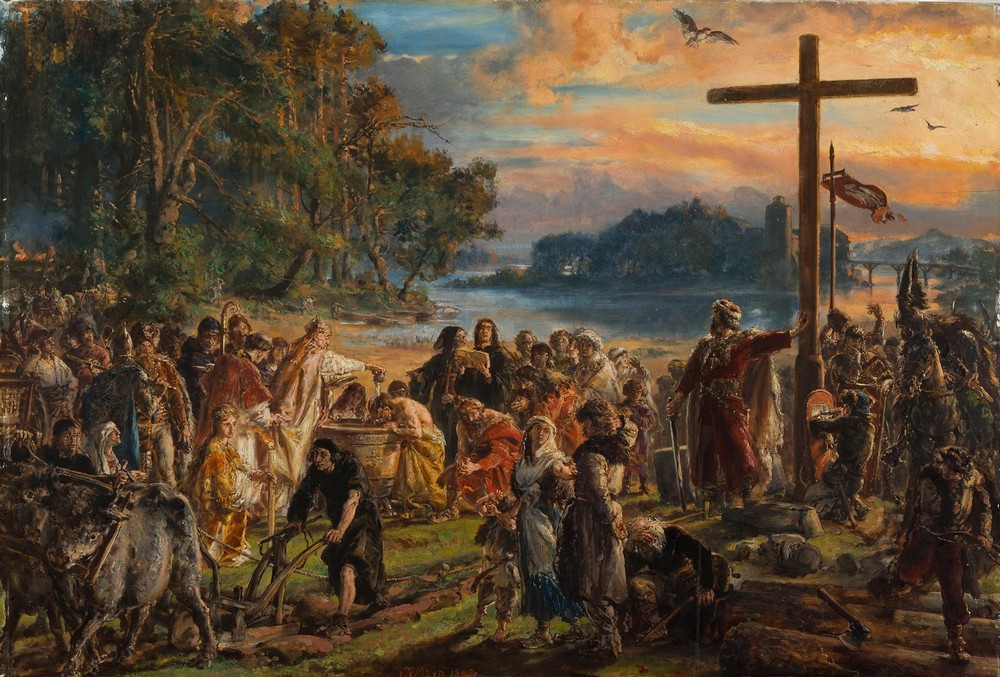 Adoption of Christianity, 965 AD, from the series “History of Civilization in Poland”