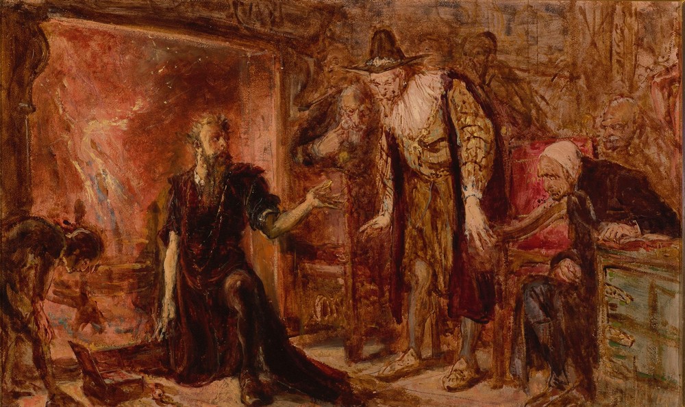 Alchemist Sendivogius and Sigismund III, sketch