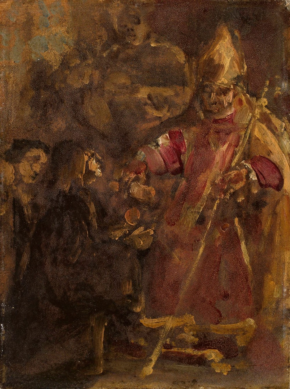 Bishop Lubrański establishes the Ecclesiastical Academy in Poznań, sketch