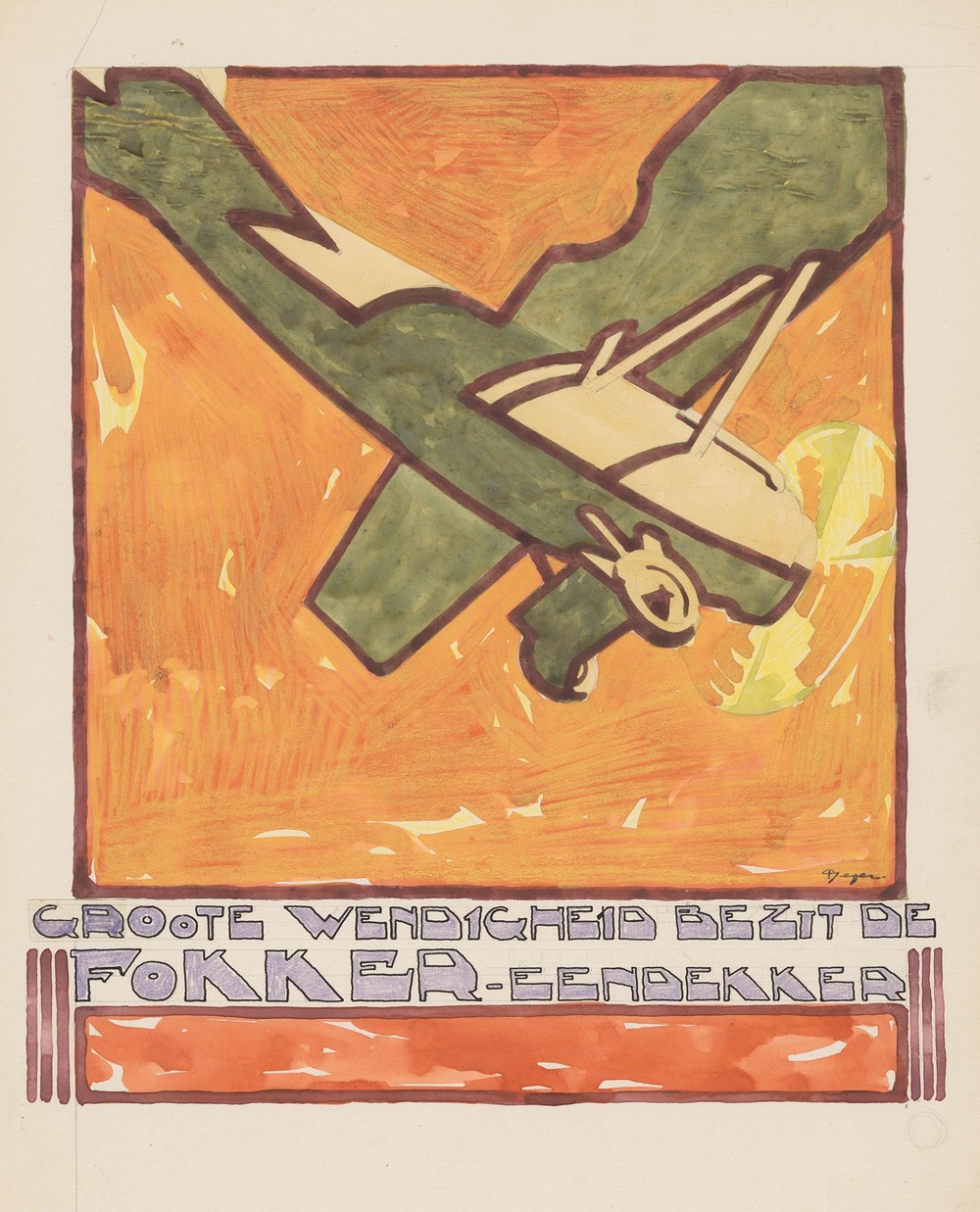 Ontwerp voor reclame voor de `Fokker-Eendekker’