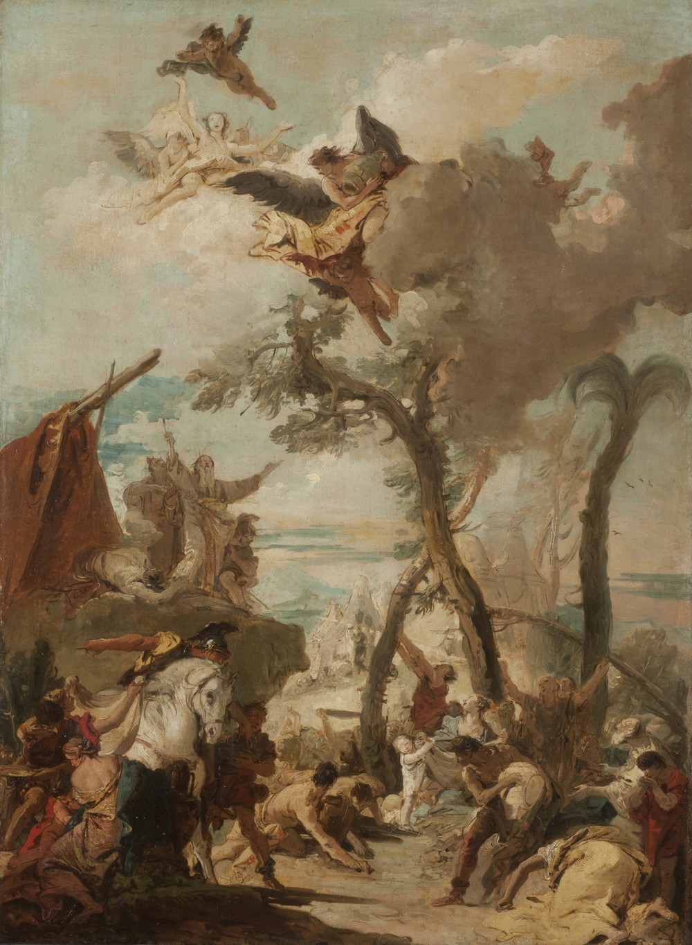 Los hebreos recogiendo el maná en el desierto (boceto) (ca. 1740)