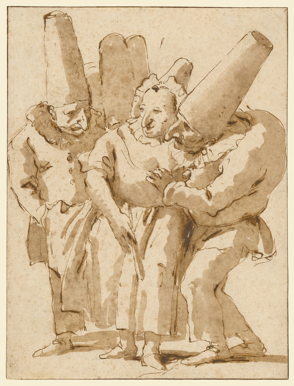 Punchinellos Approaching a Woman (late 1730s)