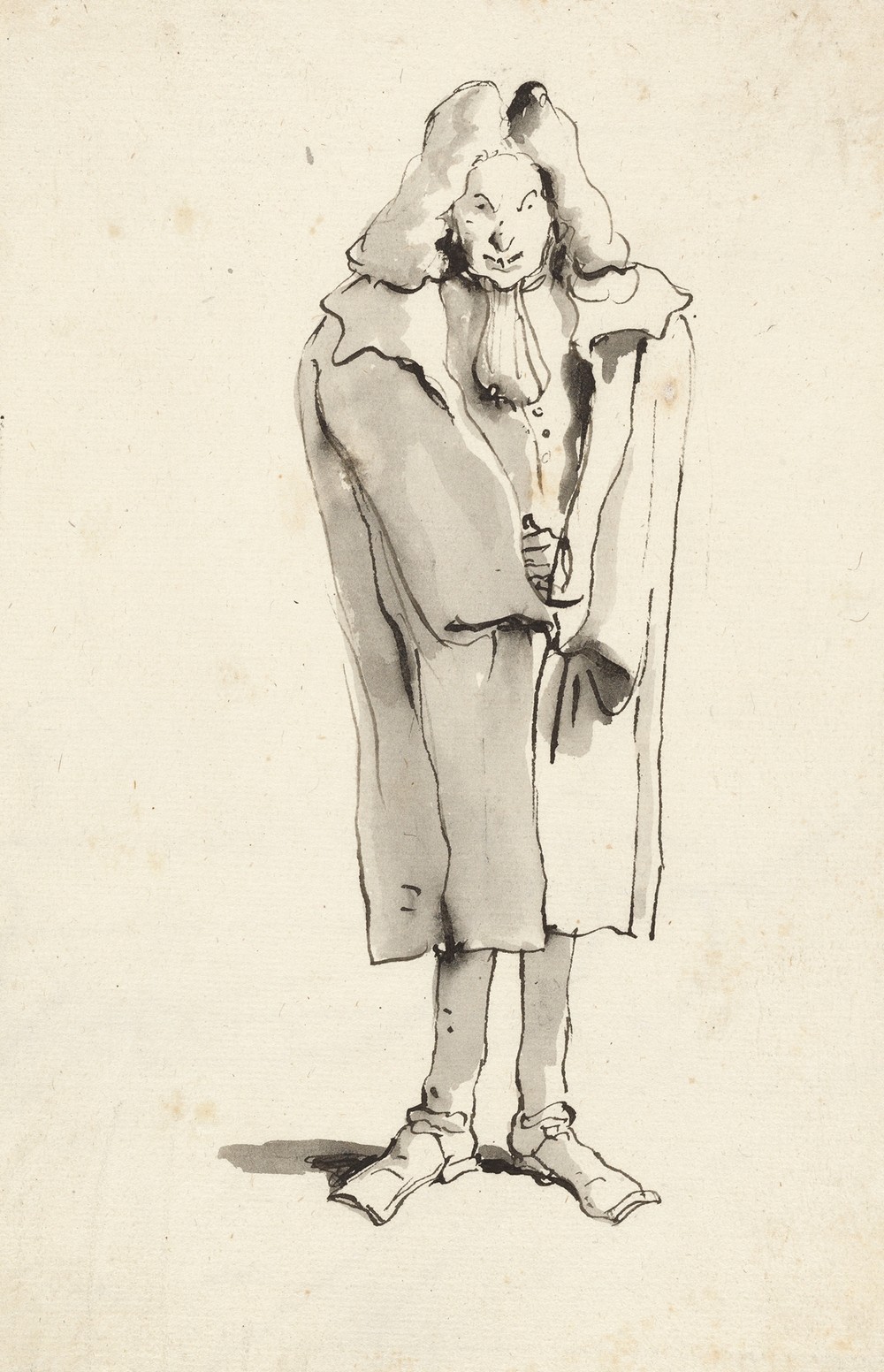 Caricature of a Man Wearing an Overcoat