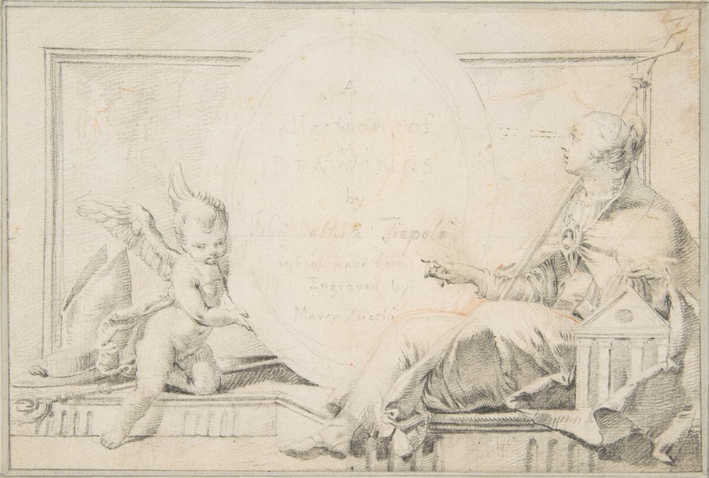 Illustration for a Book; Frontispiece with a Female Allegorical Figure and a Putto