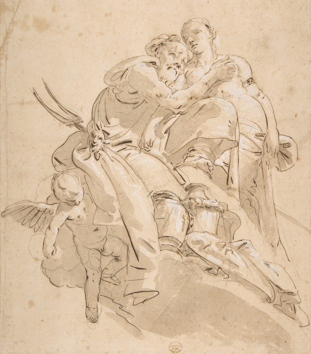 Marine Deity with Attendant Female Figure