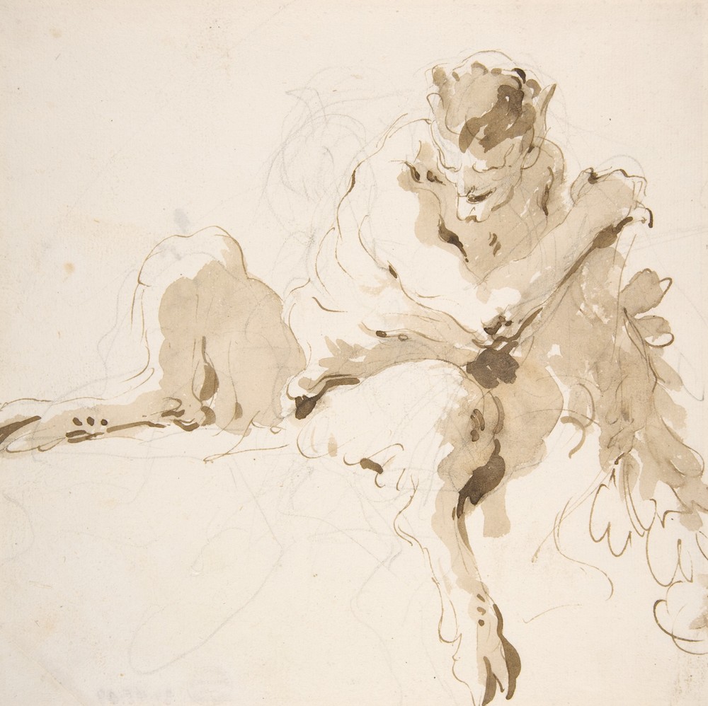 Seated Satyr Holding a Garland.