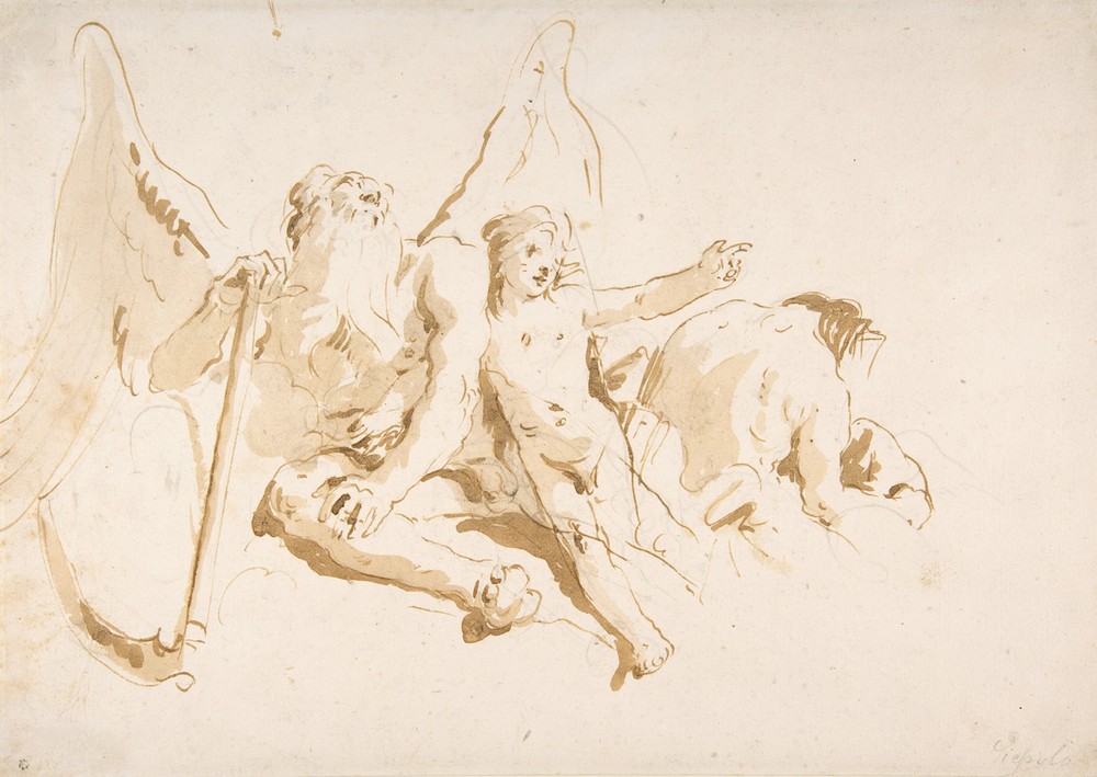 Time Seated, with Two Attendant Figures