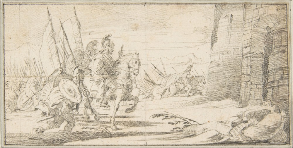 Troops Advancing toward a City Gate