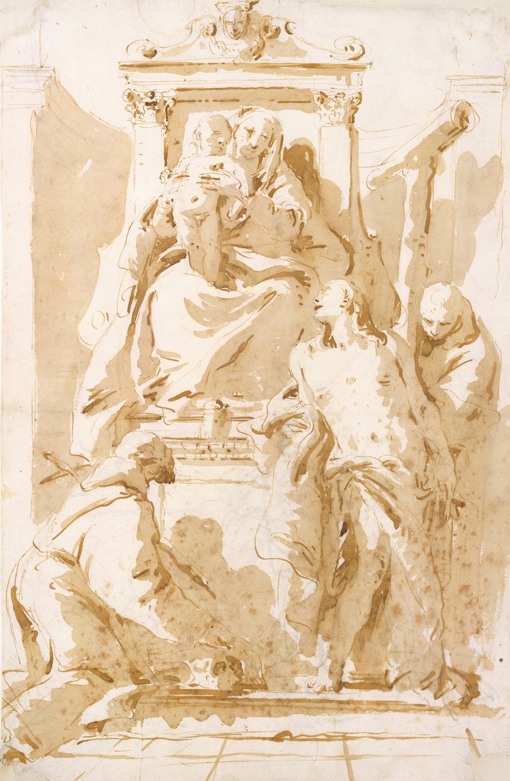 Virgin and Child with Saint John of the Cross , Saint Sebastian, and Saint Peter of Alcantara (ca. 1731–35)