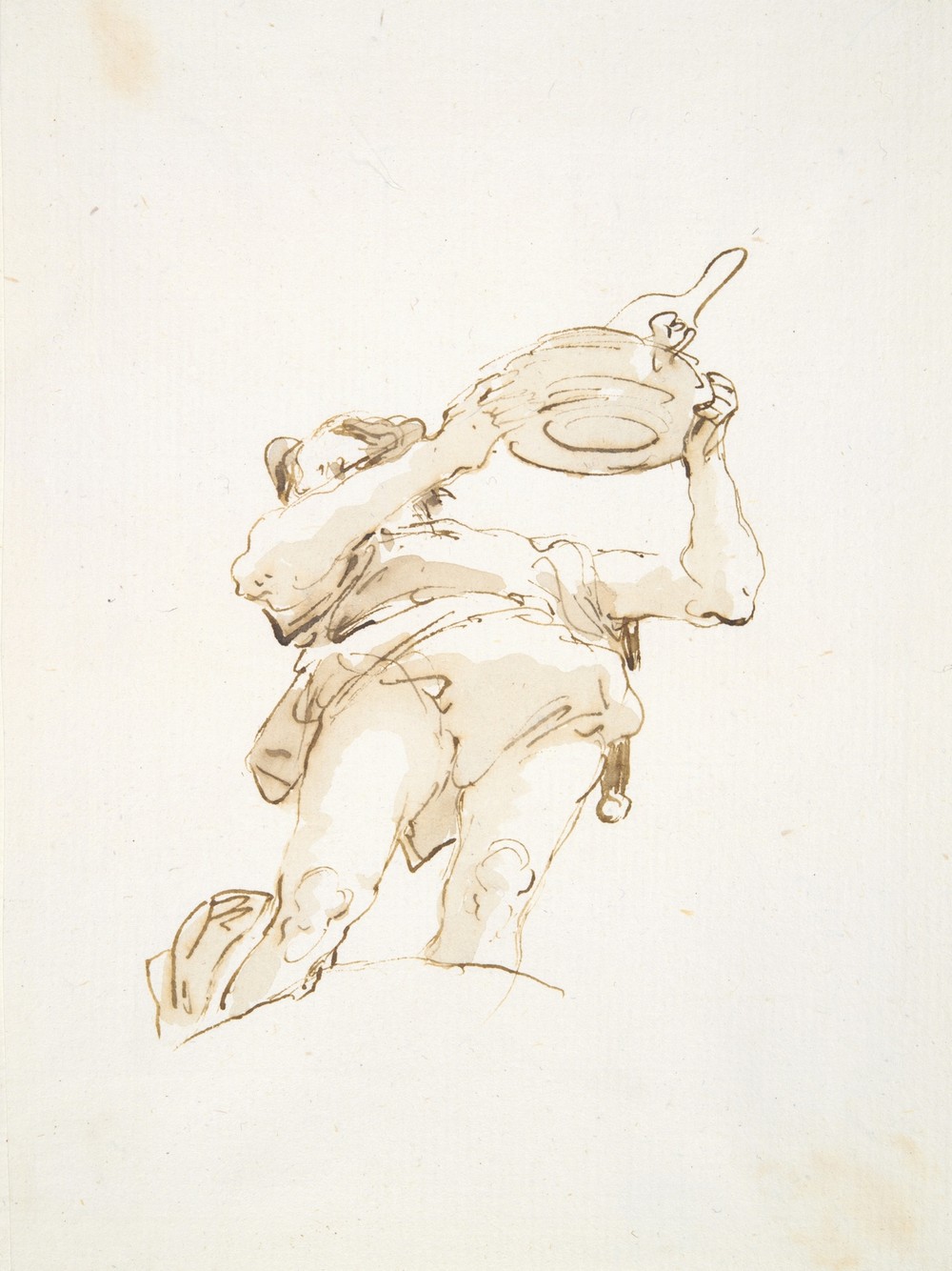 Male figure carrying a tray with fowl, seen from below (ca. 1740–50)