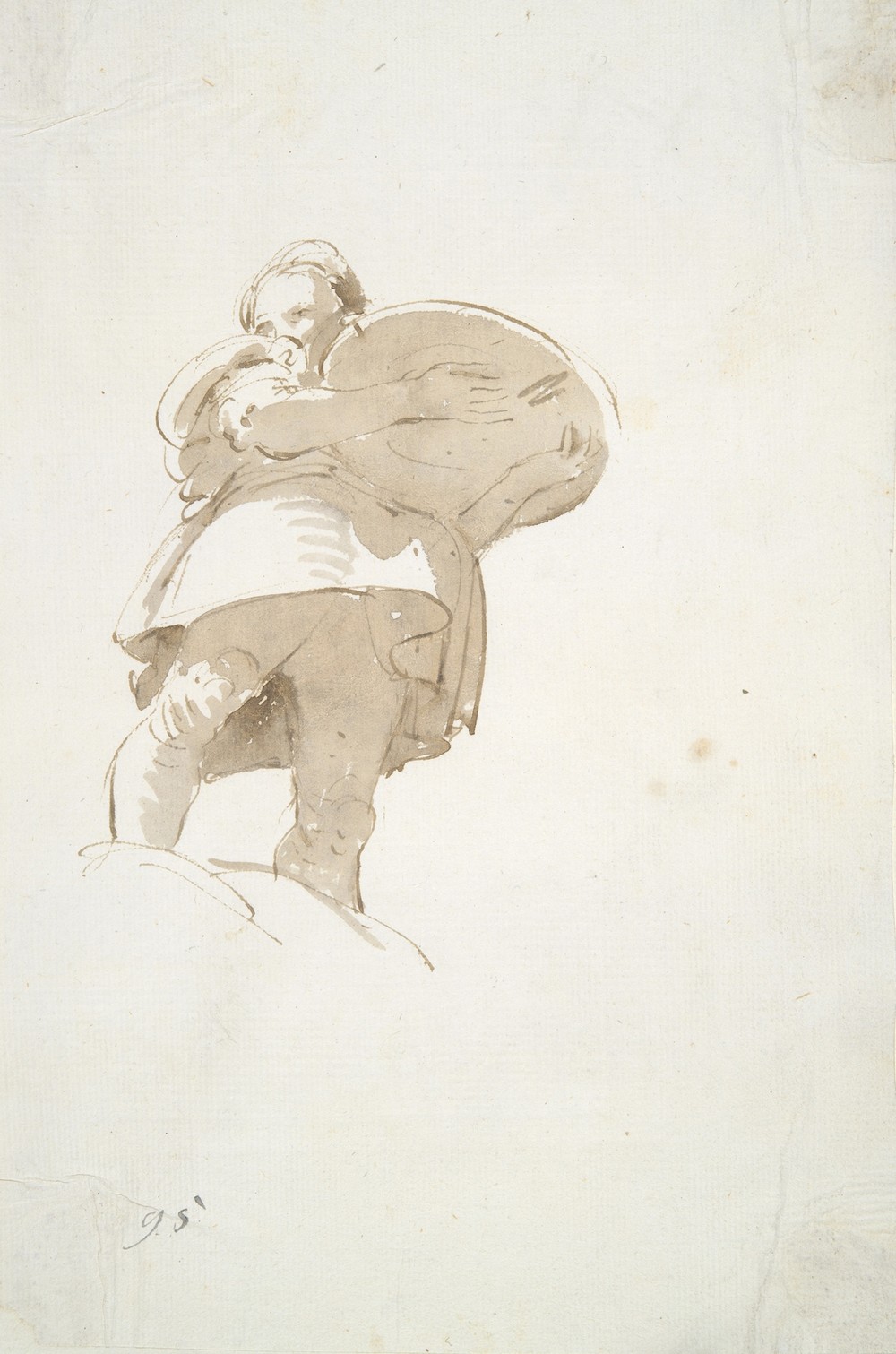 Male figure carrying a tray, seen from below (ca. 1740–50)