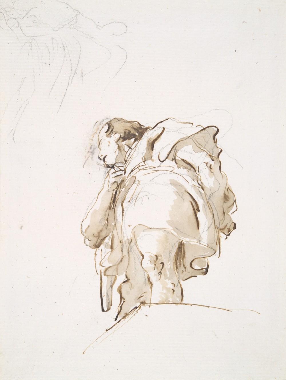 Standing male figure seen obliquely from below (ca. 1740–50)
