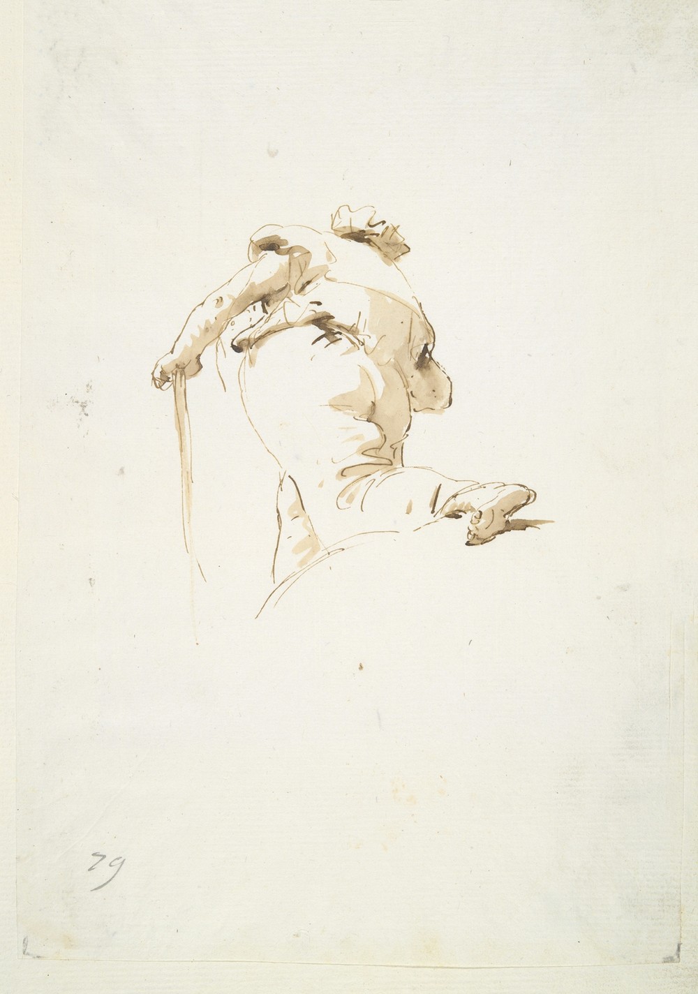 Walking male figure seen obliquely from below (ca. 1740–50)