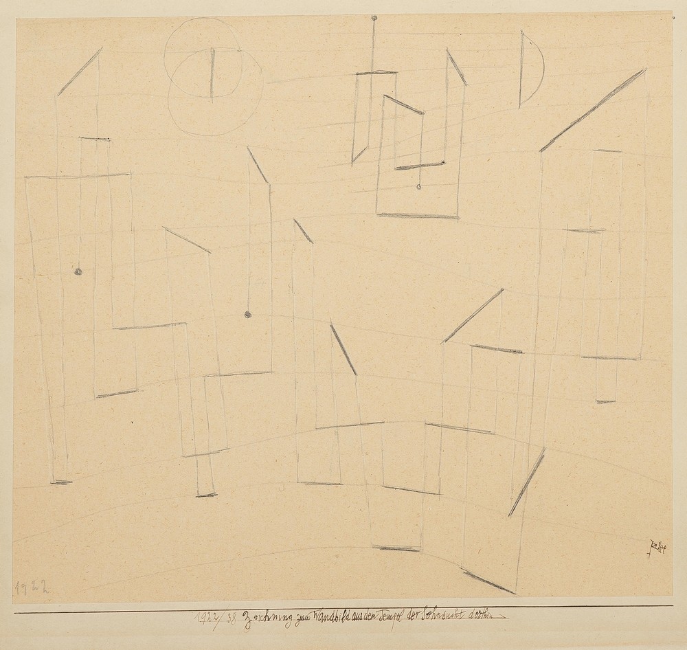 Zeichnung zum Wandbild aus dem Tempel der Sehnsucht dorthin (Drawing for Mural of the Temple of Desire thither)