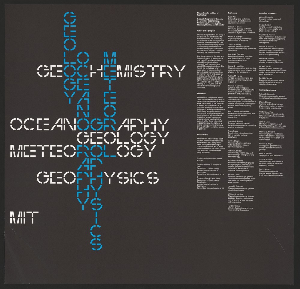 MIT Graduate program in Geology, Geophysics, Geochemistry, Meteorology Oceanography, Planatary Physics, and Chemistry