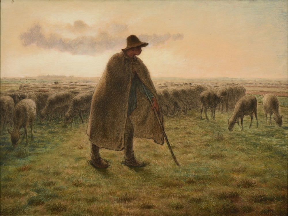 Berger gardant son troupeau (ca 1865)