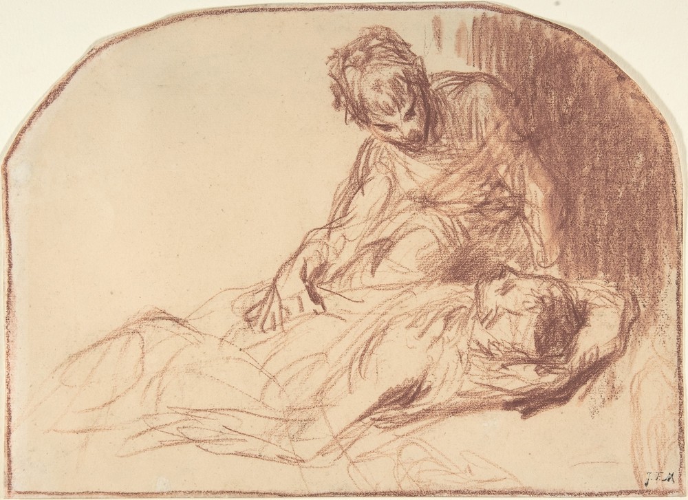 A Young Man Seated, Bent over a Reclining Figure (ca. 1845–50)