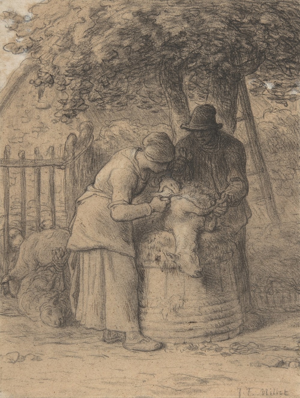 Sheepshearing Beneath a Tree (ca. 1854)