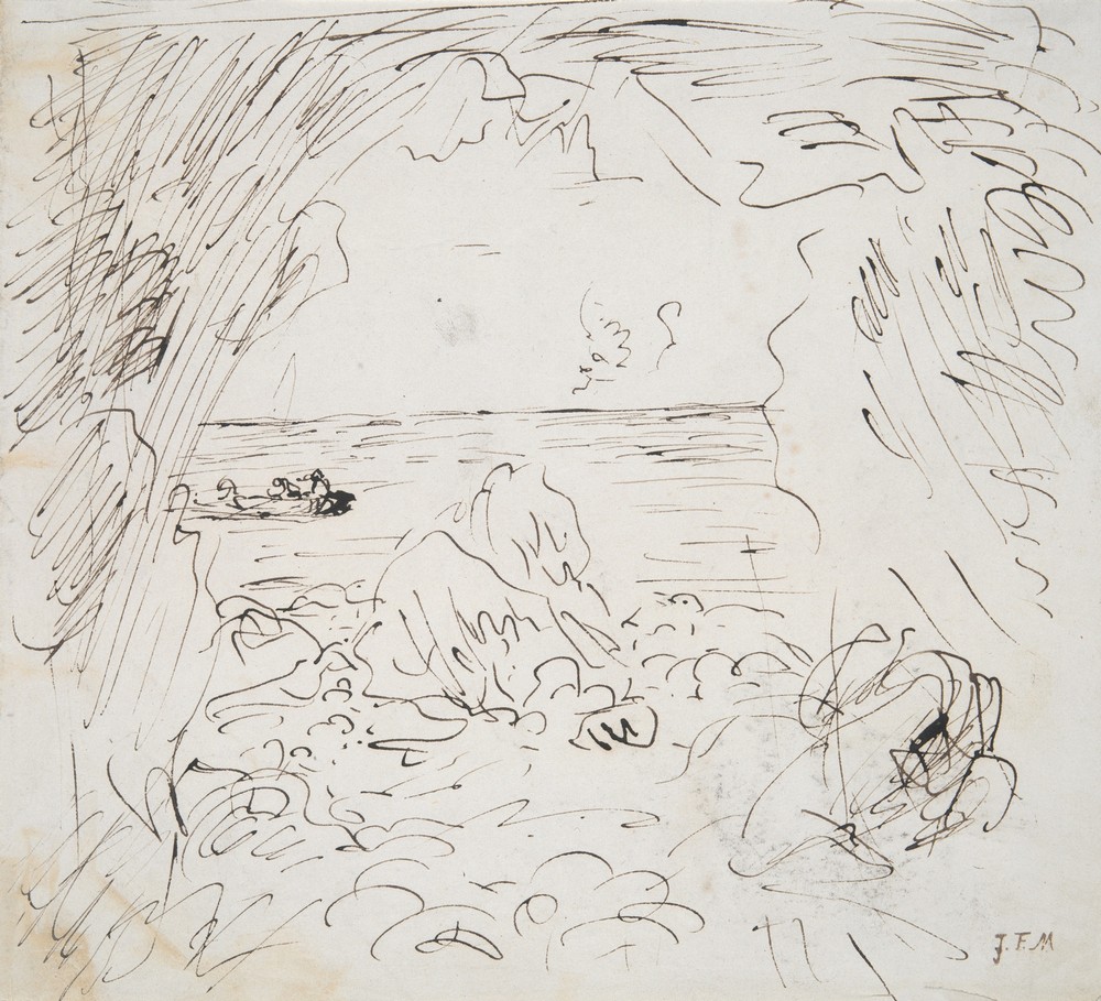 Sketch of a Sea View with Boat