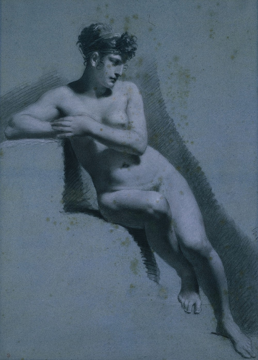 Study of a Nude Woman, Seated Looking to the Right (recto) (c. 1810)