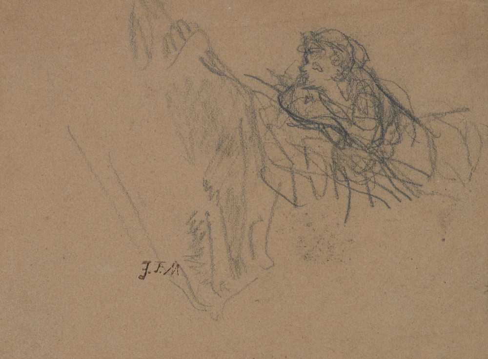 Young Boy Reclining on Elbows, Admiring a Shepherdess (ca. 1845–46)