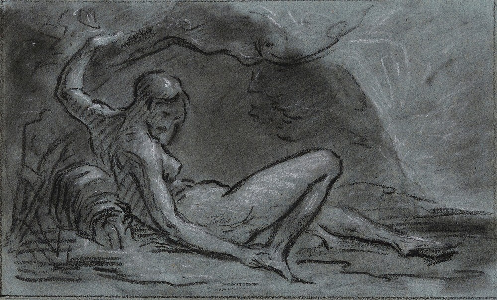 Jeune femme nue allongée