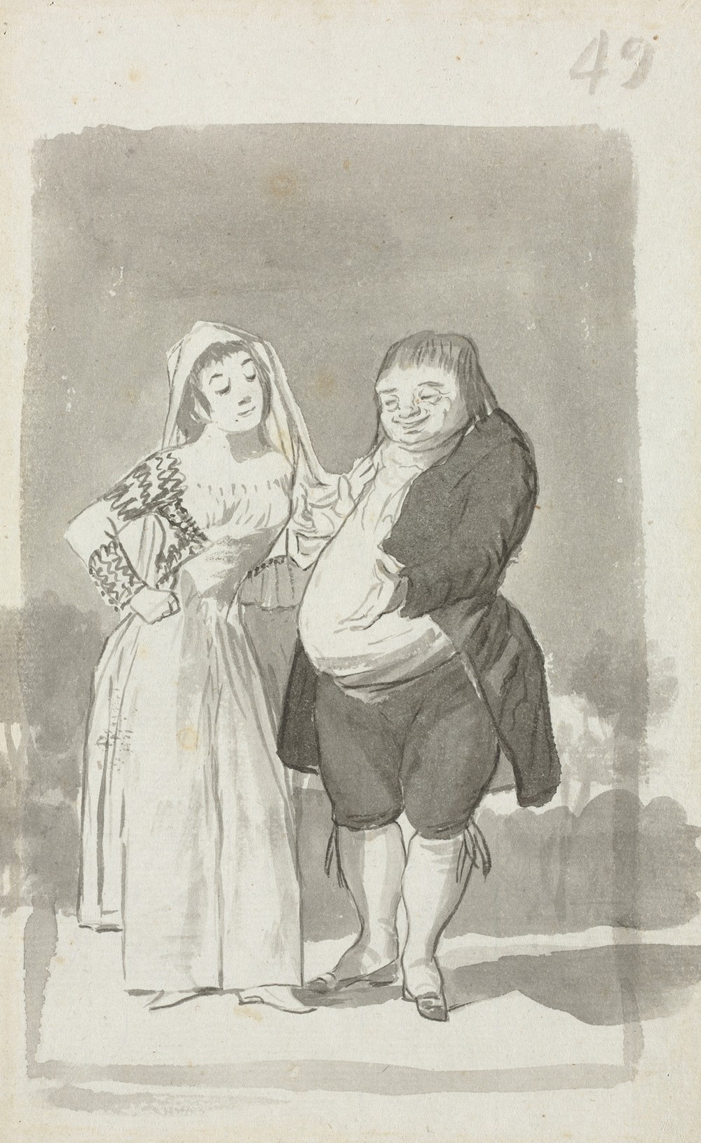 Prostitute Soliciting a Fat, Ugly Man (recto) (1796-97)