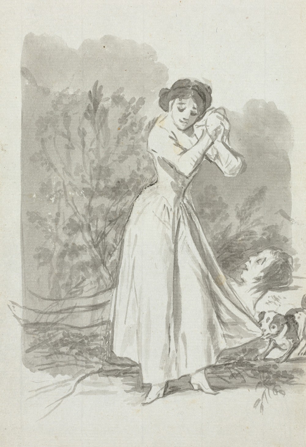 Young Woman Wringing Her Hands over a Man’s Naked Body (verso) (1796–97)