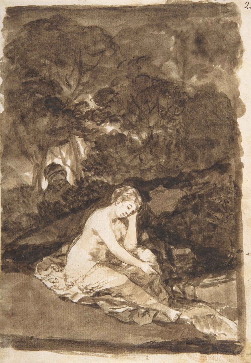A partly naked woman seated by a stream (ca. 1812–20)