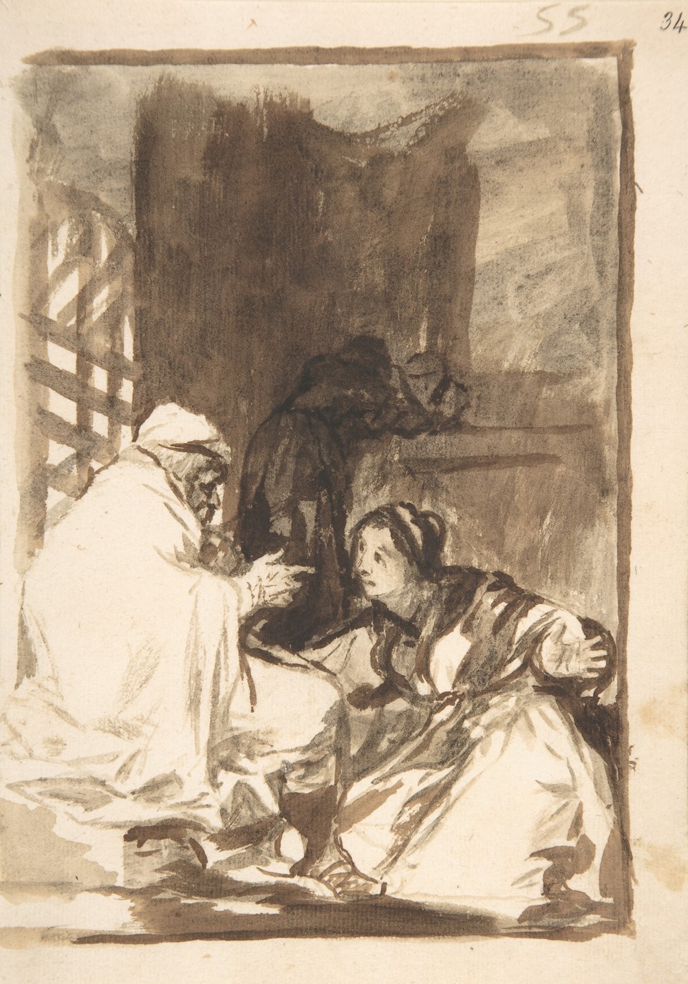 A woman kneeling, her arms wide, before an old man (ca. 1812–20)