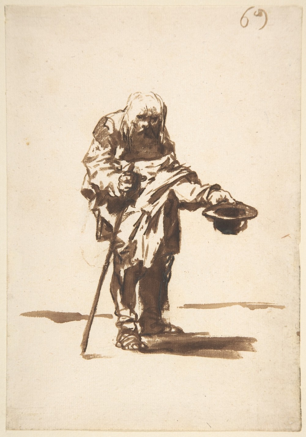 Beggar with a staff in his right hand (ca. 1812–20)