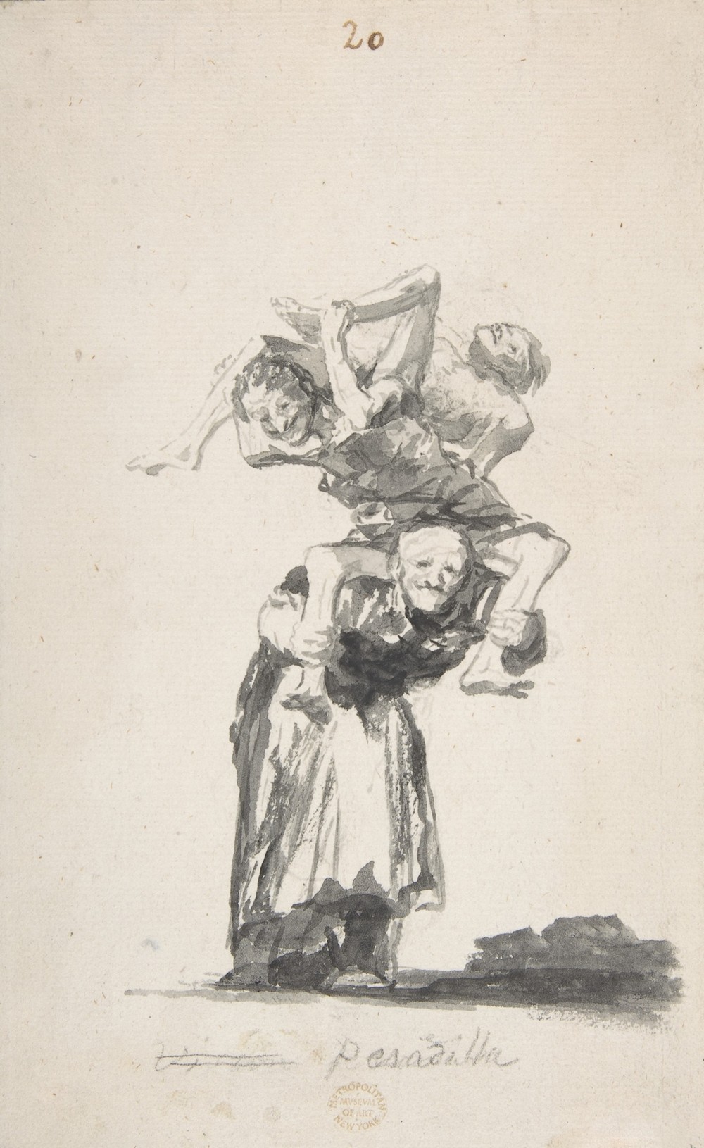 ‘Nightmare’; an old woman carrying figures on her back (ca.1819–23)