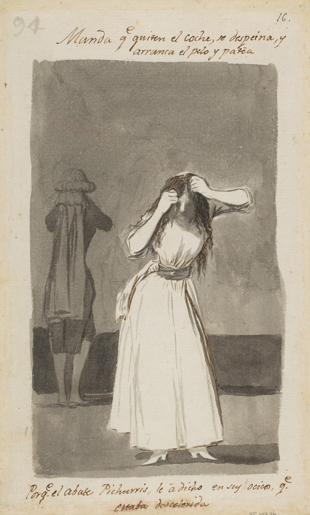 Woman throwing a tantrum and pulling her hair (1796–97)