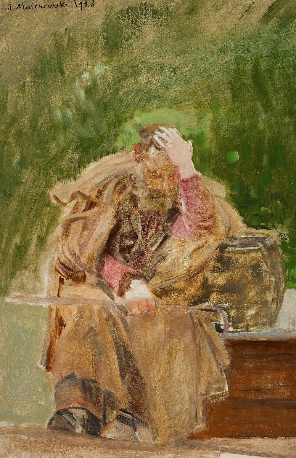 Old man at a water well