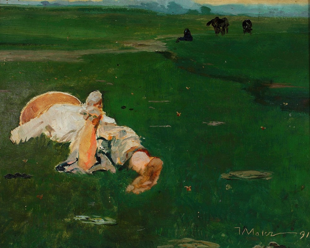 Shepherd girl in a meadow