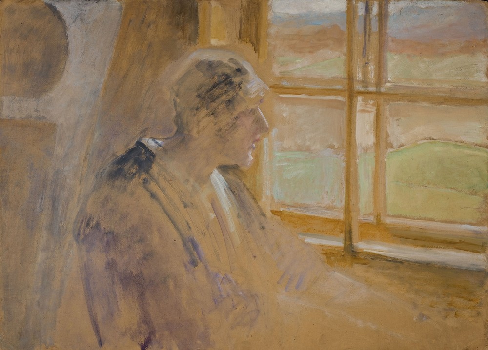 Sketch of a woman in the window