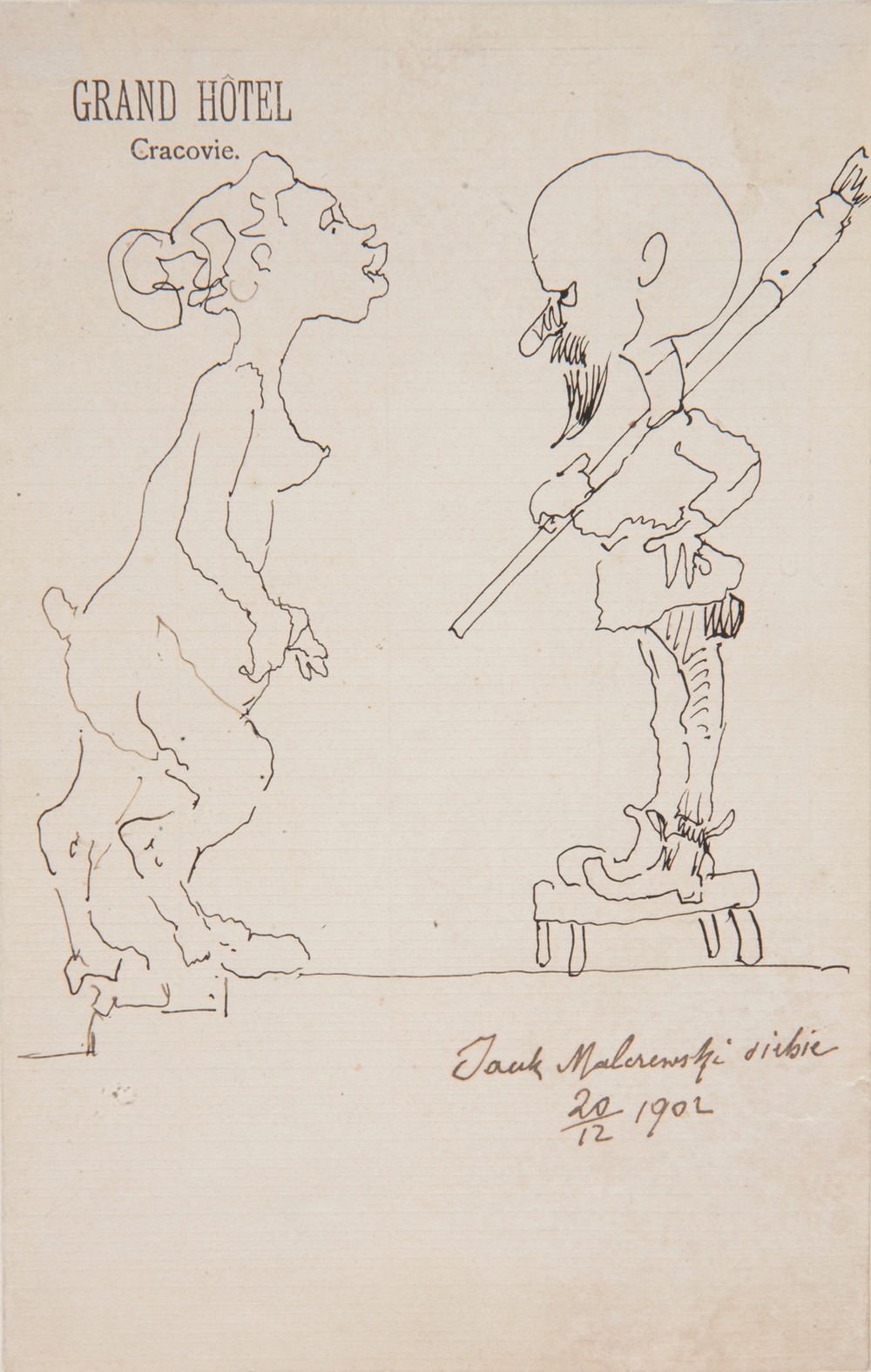 A caricature of Jacek Malczewski with a fauna