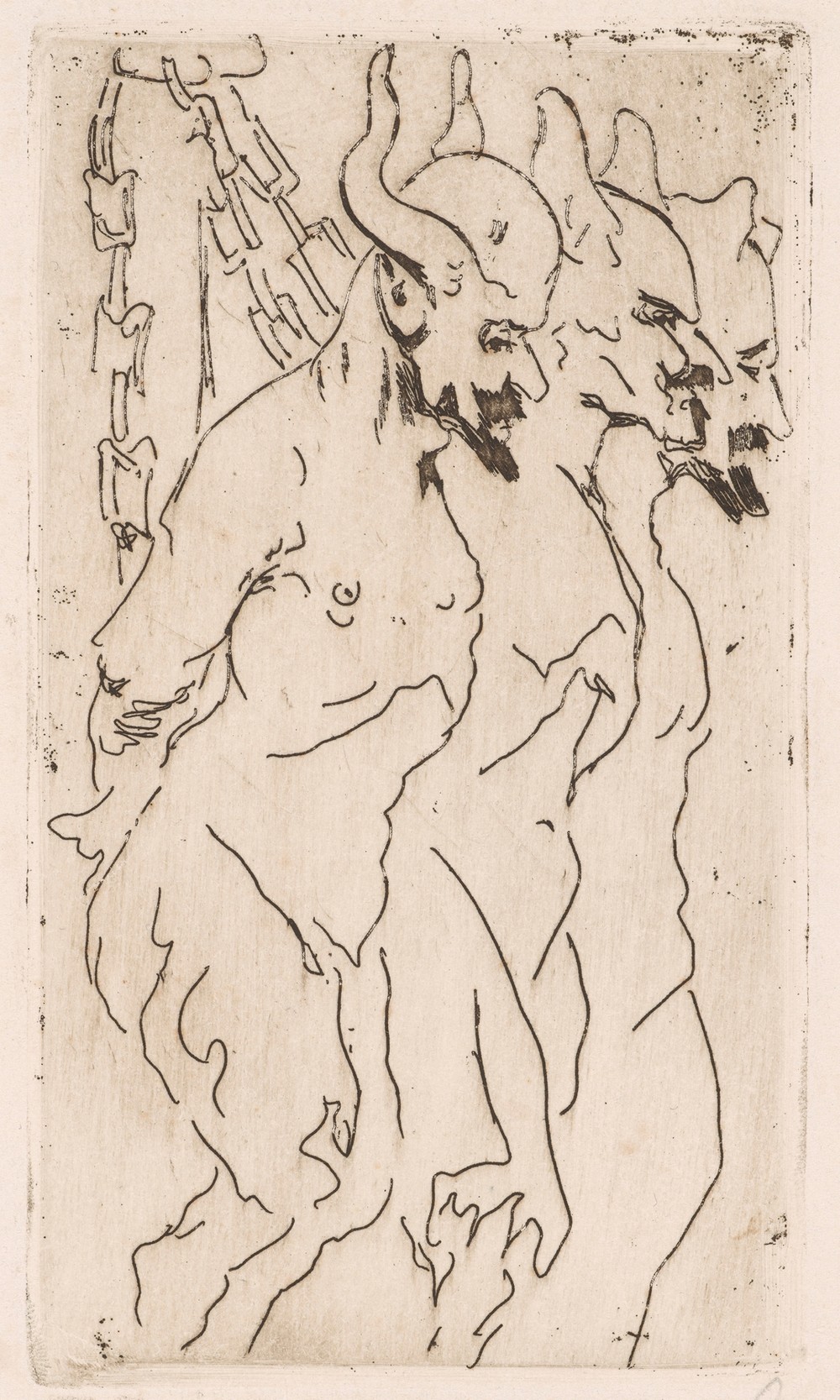 Satires. A caricature of Malczewski, Wyczółkowski and Axentowicz based on a drawing by Jacek Malczewski
