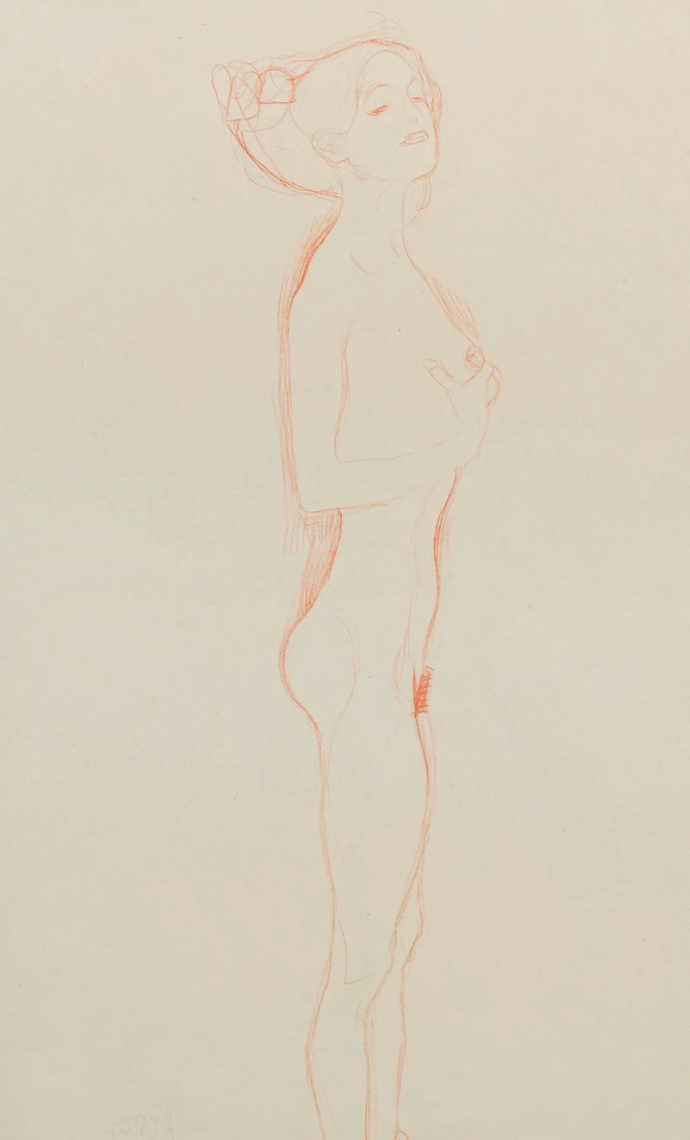 Naked Girl Standing, with Right Hand to Breast