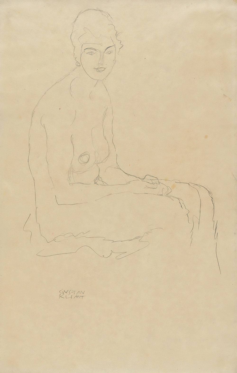 Sitzender Akt nach rechts (circa 1916-1917)