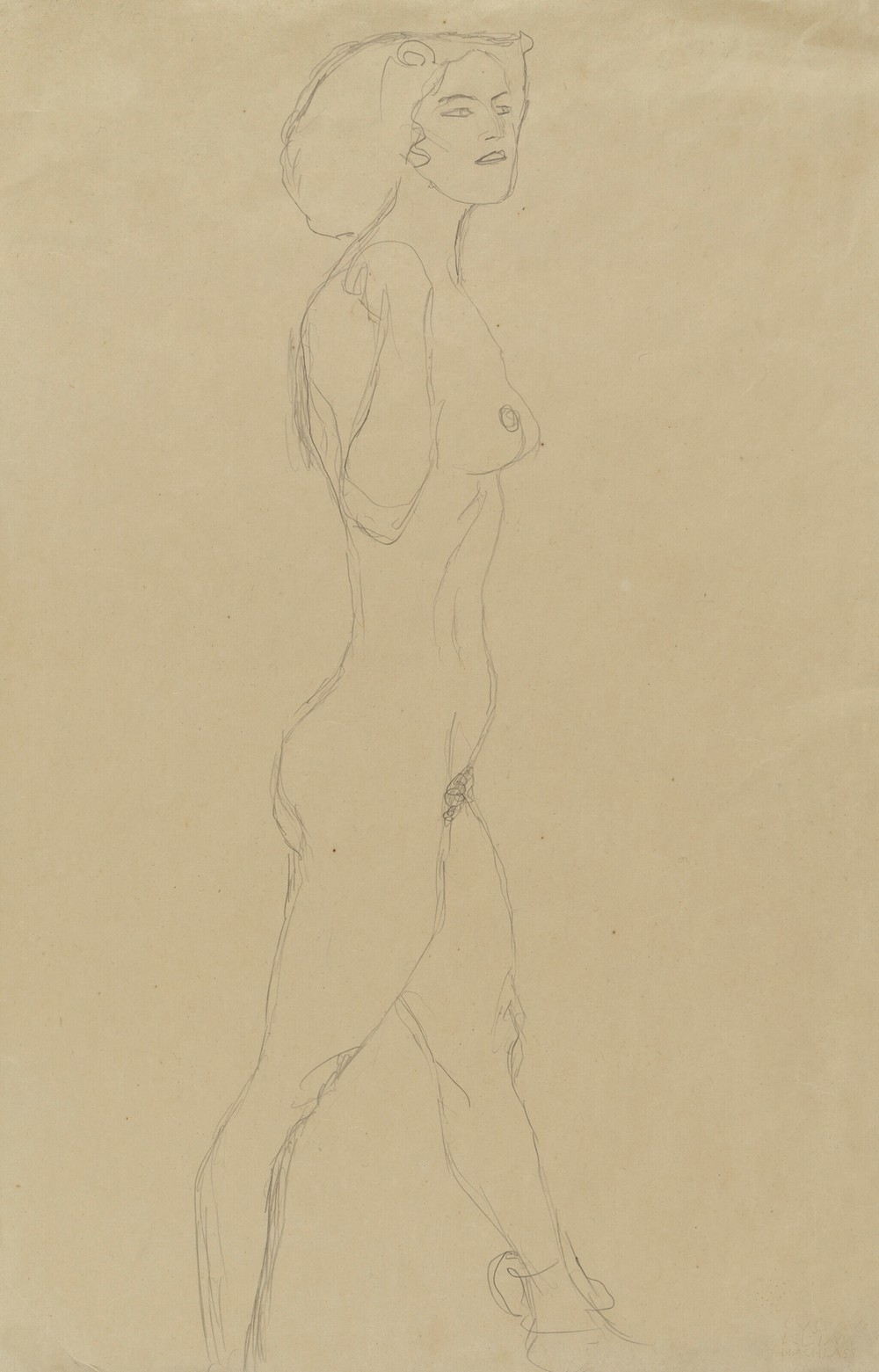 Schreitende (Die rechte Hand an der Schulter, das Gesicht im Dreiviertelprofil) (circa 1906-1907)