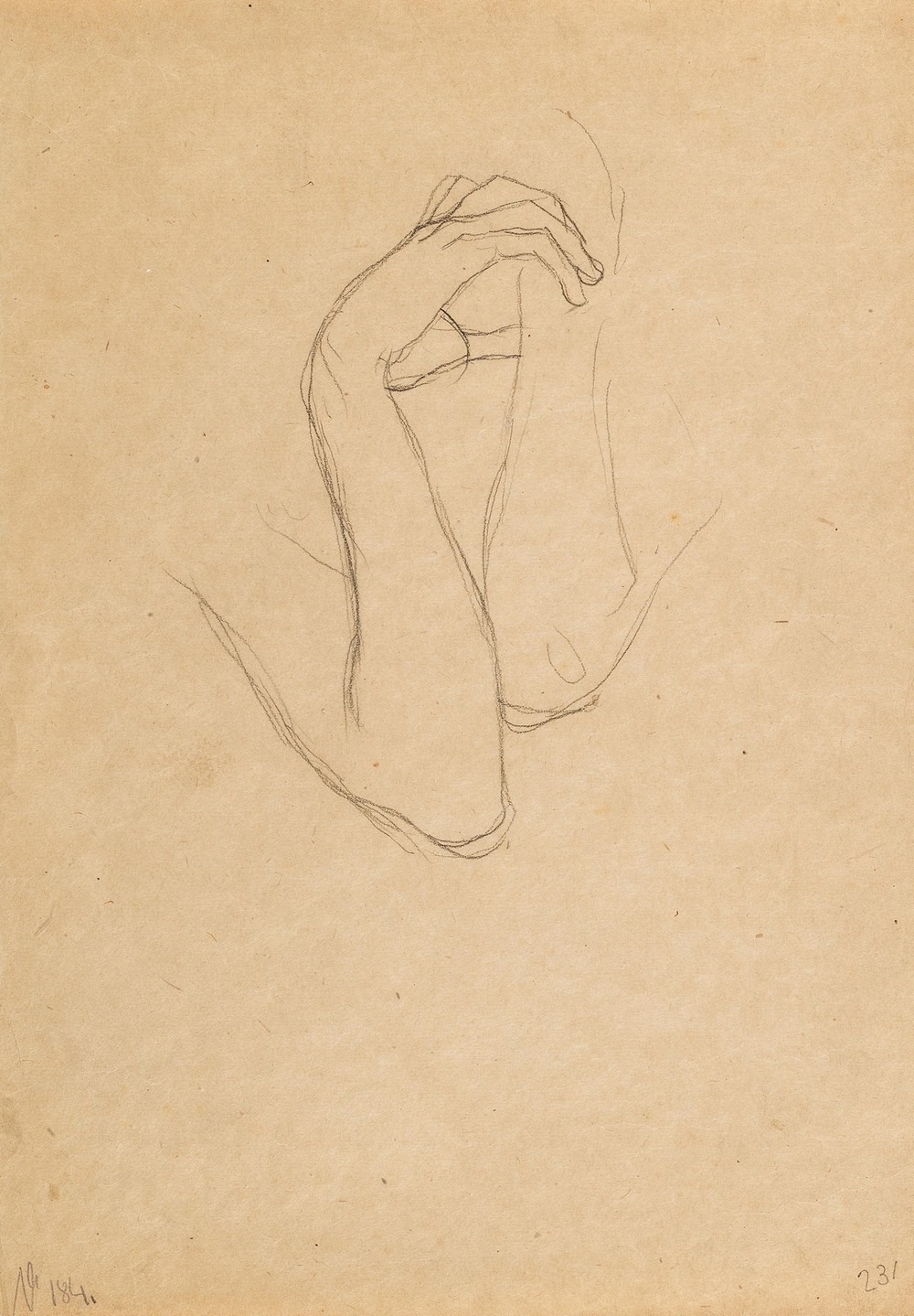 Hand and arm studies for ‘Die Künste’ in ‘Beethovenfries’ (1901-02)